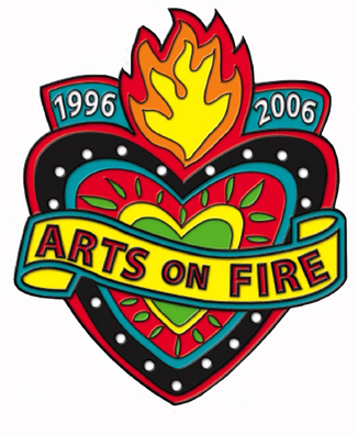 The flaming heart image, representing the passion and vibrancy of the arts, 